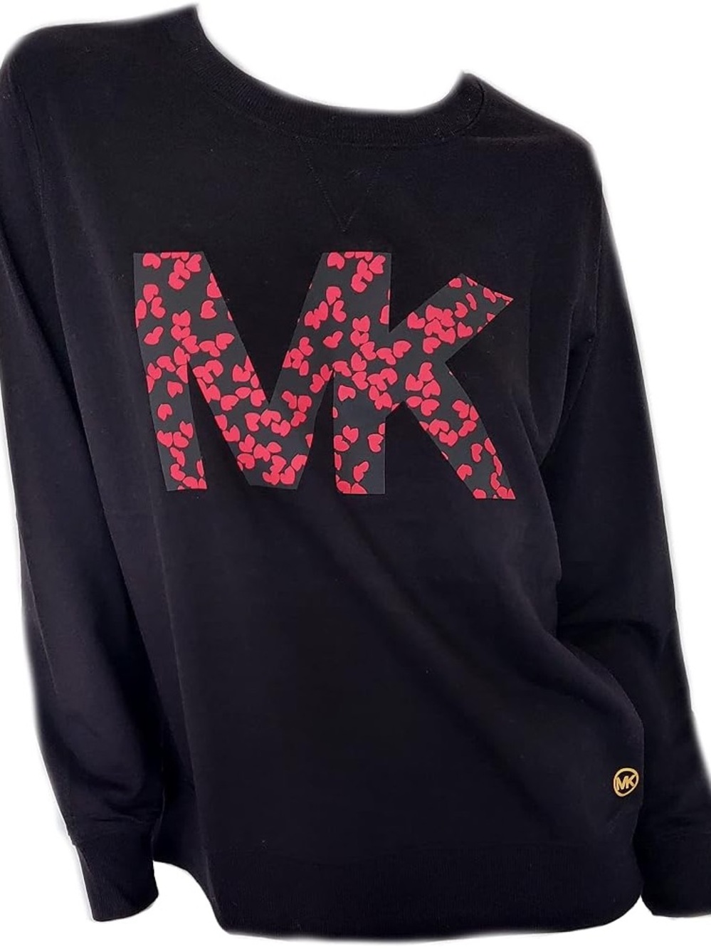 Michael Kors Black Sweatshirt with Pink Heart MK Logo Small